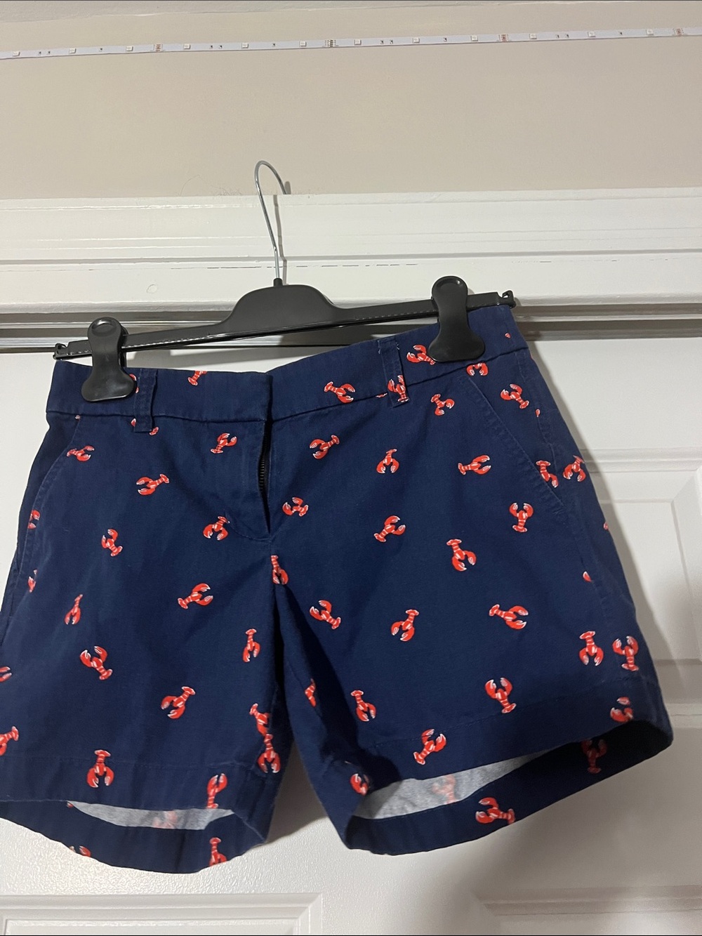 J. Crew Navy Shorts with Red Lobster Print